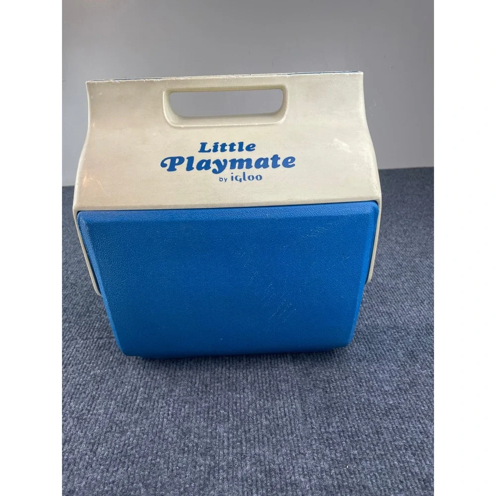Igloo Little Playmate Cooler Vintage Blue White Tent Top Personal Lunch Box 7 Qt